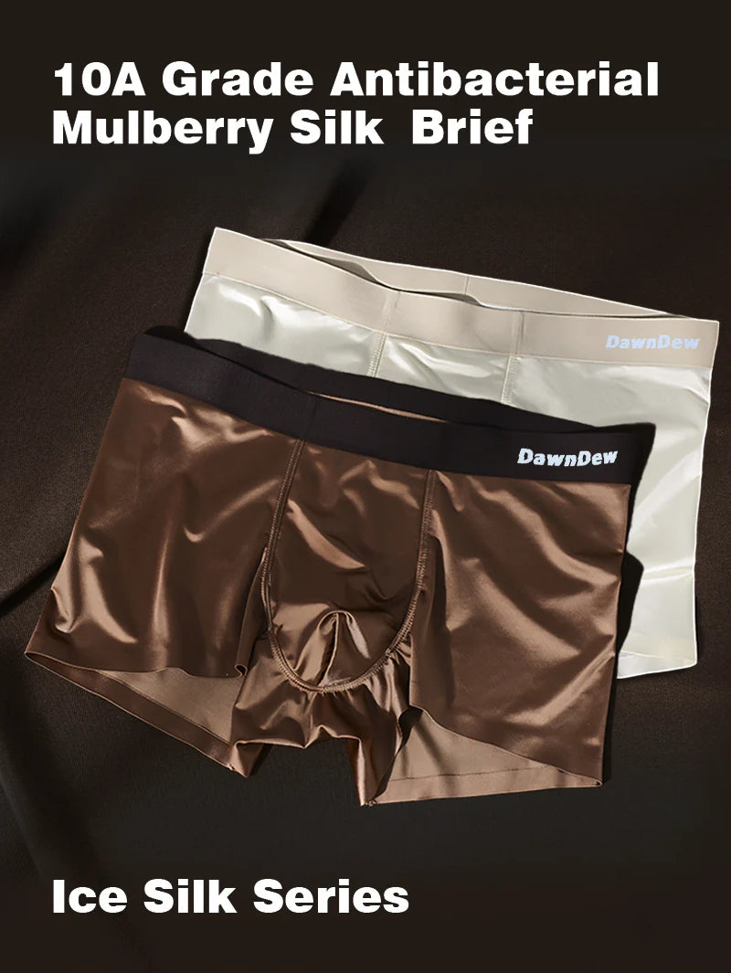Elegant Silk Men'S Ice Silk Underwear Mulberry Silk Antimicrobial Men'S Boxer Briefs