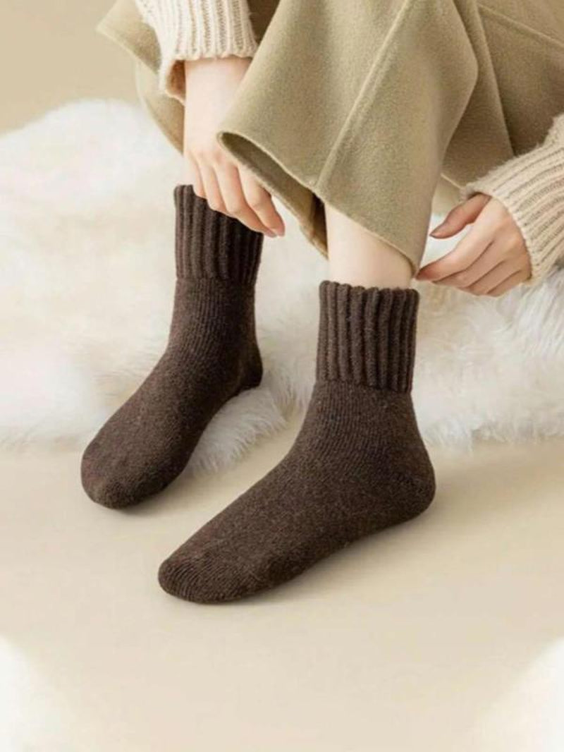 5-Pair Women'S Mid-Calf Socks, Warm & Comfy, Casual Must-Have for Fall Winter Daily Wear