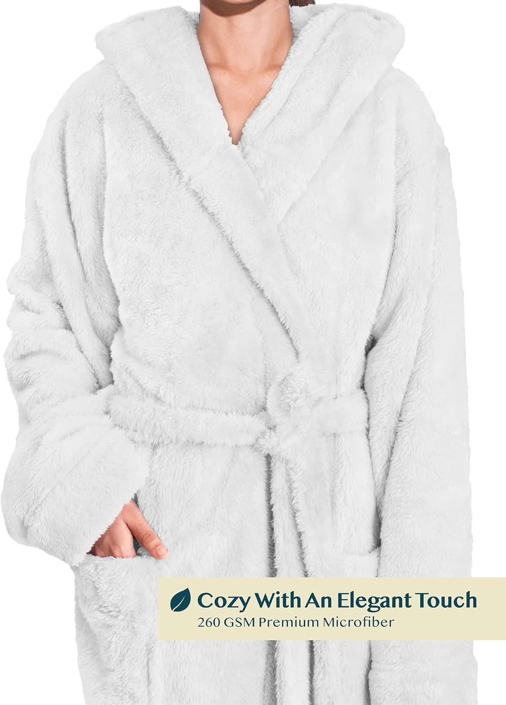 Women Hooded Plush Soft Robe | Fluffy Warm Fleece Sherpa Shaggy Bathrobe