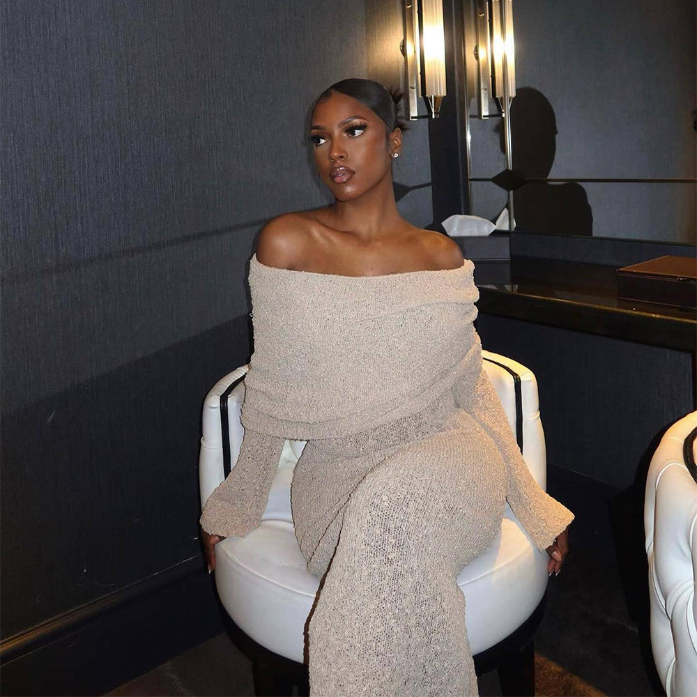 One-Shoulder Knit Maxi Dress