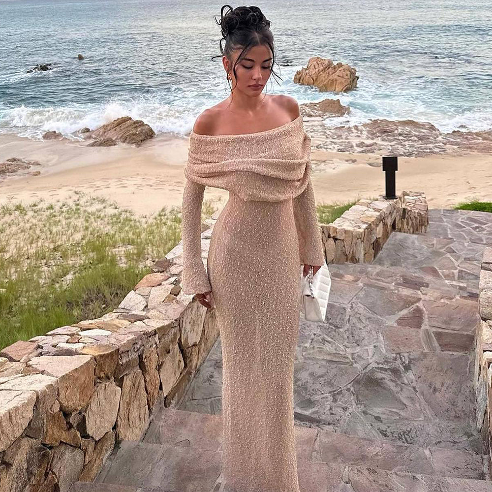 One-Shoulder Knit Maxi Dress